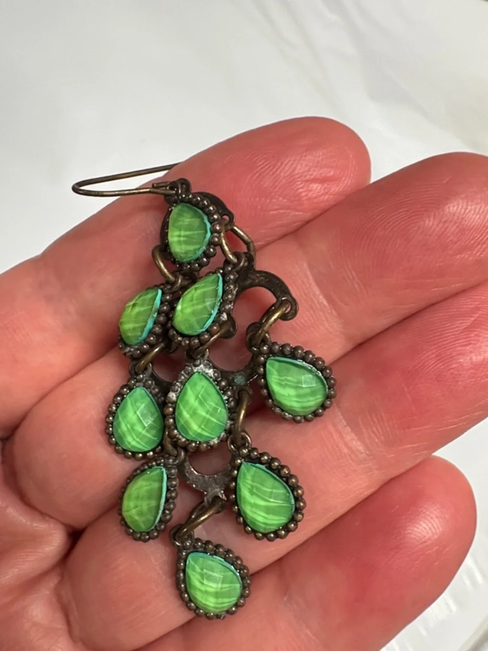 Vintage Green Chandelier Earrings